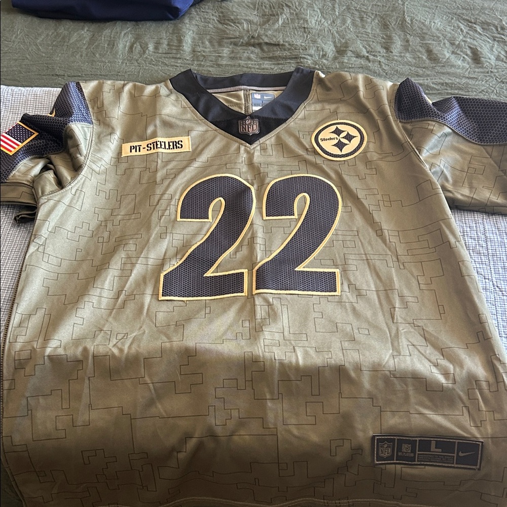 Nike Olive Green Steelers Jersey with Number 22
